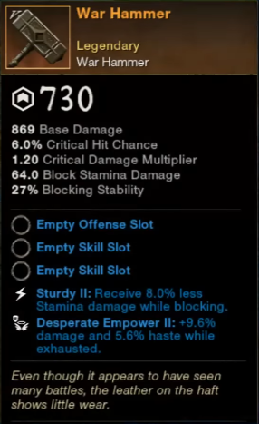 new world aeternum legendary war hammer